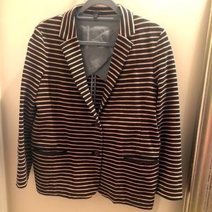 J Crew classic black with tan striped blazer. L